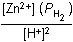 left bracket Zn squared positive right bracket left parenthesis P subscript H2 right parenthesis over left bracket H superscript positive right bracket squared
